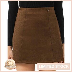 Faux Suede Mini Skirt High Waist Bodycon Pencil Y2K Chic Retro Elegant